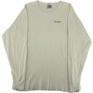 VTG 90s Men's Cream Carhartt Thermal Waffle Knit Long Sleeve Layering Shirt XLT
